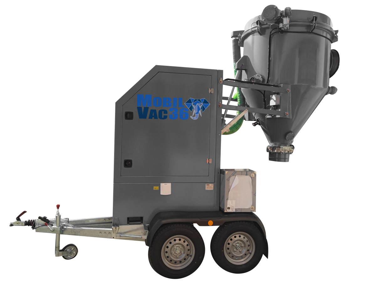 MOBILVAC 36 | Aspirateur industriel sur remorque – Trémie 600 L – Diesel 36 kW Location