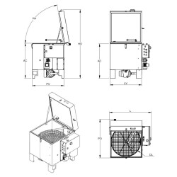 TEKNOX Série P - Lavage semi-automatique de pièces mécaniques Machine de lavage de pièces mécaniques