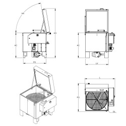 TEKNOX Série SIMPLEX - Lavage par aspersion automatique avec rotation motorisée, géré par PLC avec écran tactile Machine de lavage de pièces mécaniques